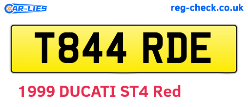 T844RDE are the vehicle registration plates.