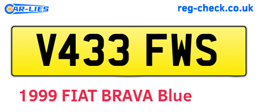 V433FWS are the vehicle registration plates.