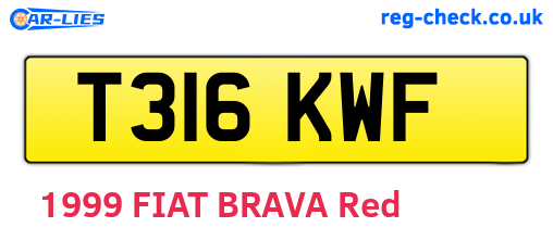 T316KWF are the vehicle registration plates.