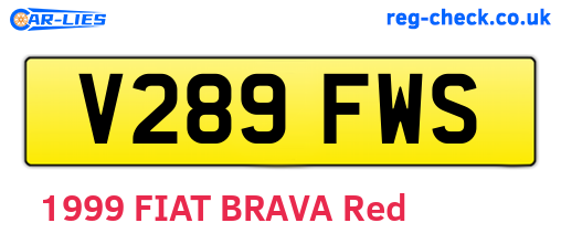 V289FWS are the vehicle registration plates.