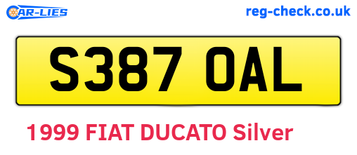 S387OAL are the vehicle registration plates.