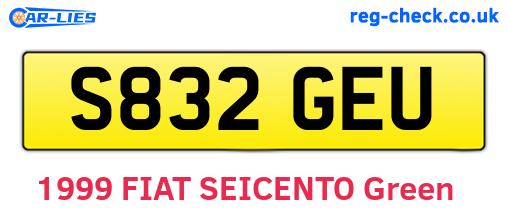 S832GEU are the vehicle registration plates.