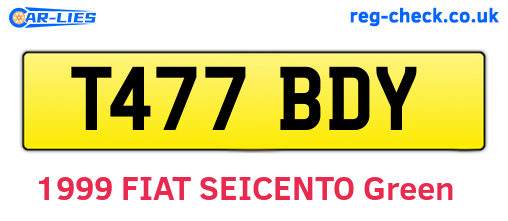 T477BDY are the vehicle registration plates.