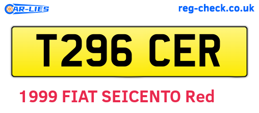 T296CER are the vehicle registration plates.