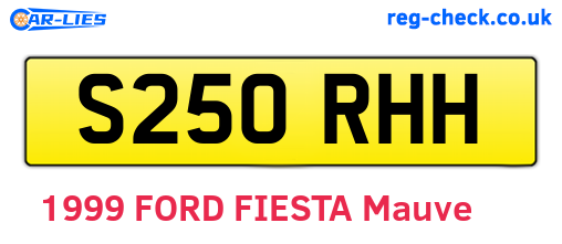 S250RHH are the vehicle registration plates.