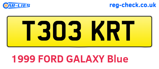 T303KRT are the vehicle registration plates.