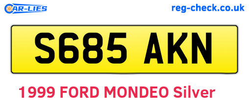 S685AKN are the vehicle registration plates.
