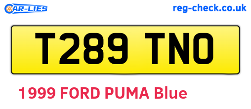 T289TNO are the vehicle registration plates.