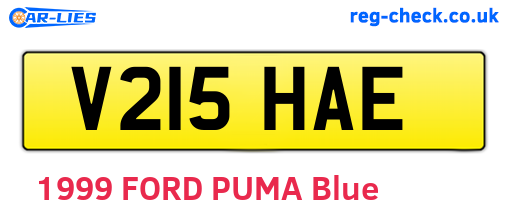 V215HAE are the vehicle registration plates.