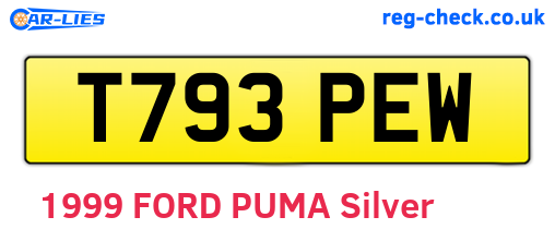T793PEW are the vehicle registration plates.