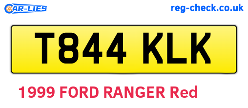 T844KLK are the vehicle registration plates.