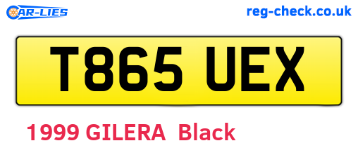 T865UEX are the vehicle registration plates.