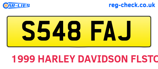 S548FAJ are the vehicle registration plates.
