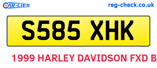 S585XHK are the vehicle registration plates.