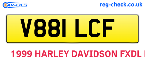 V881LCF are the vehicle registration plates.