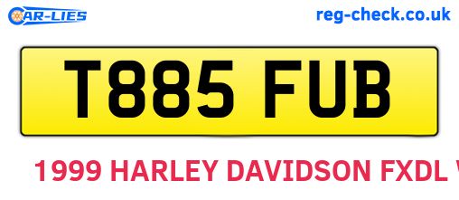 T885FUB are the vehicle registration plates.