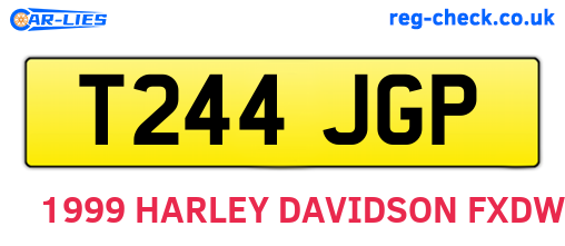 T244JGP are the vehicle registration plates.