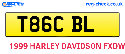 T86CBL are the vehicle registration plates.