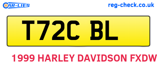 T72CBL are the vehicle registration plates.