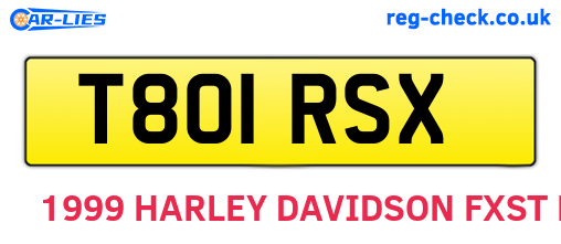 T801RSX are the vehicle registration plates.