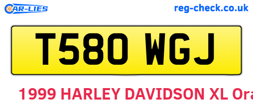 T580WGJ are the vehicle registration plates.