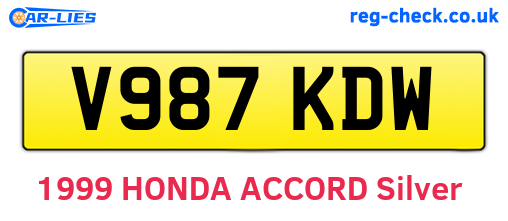 V987KDW are the vehicle registration plates.
