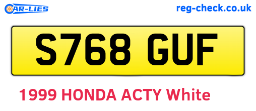 S768GUF are the vehicle registration plates.