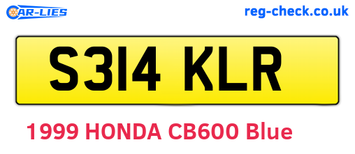 S314KLR are the vehicle registration plates.