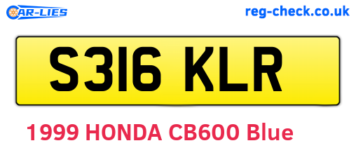 S316KLR are the vehicle registration plates.