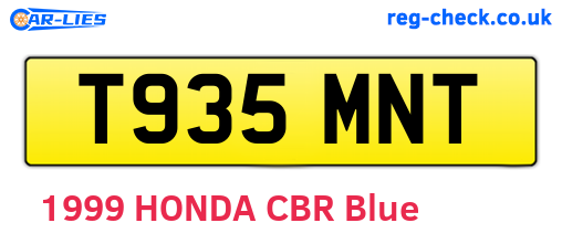T935MNT are the vehicle registration plates.