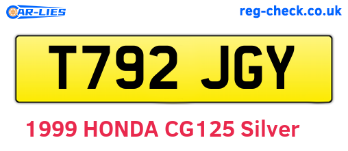 T792JGY are the vehicle registration plates.