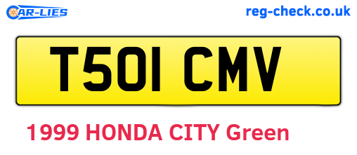 T501CMV are the vehicle registration plates.