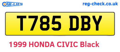 T785DBY are the vehicle registration plates.