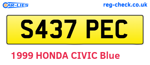 S437PEC are the vehicle registration plates.
