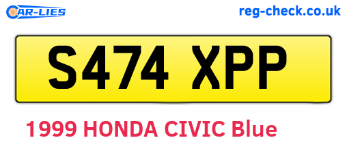 S474XPP are the vehicle registration plates.