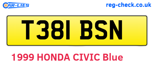 T381BSN are the vehicle registration plates.