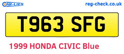 T963SFG are the vehicle registration plates.