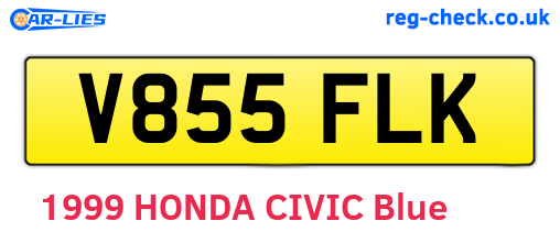 V855FLK are the vehicle registration plates.