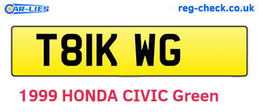 T81KWG are the vehicle registration plates.