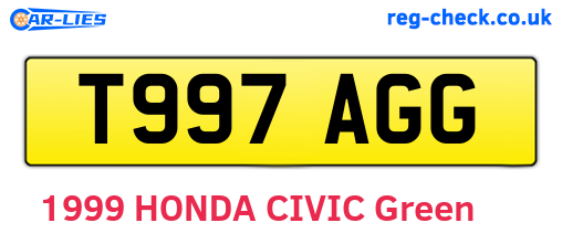 T997AGG are the vehicle registration plates.