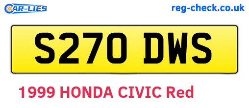 S270DWS are the vehicle registration plates.