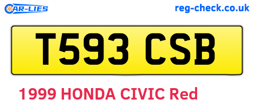 T593CSB are the vehicle registration plates.