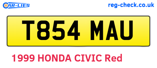 T854MAU are the vehicle registration plates.