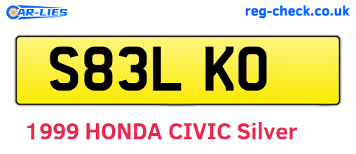 S83LKO are the vehicle registration plates.