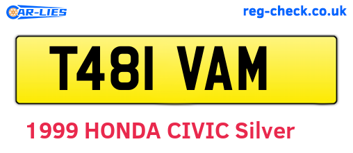 T481VAM are the vehicle registration plates.
