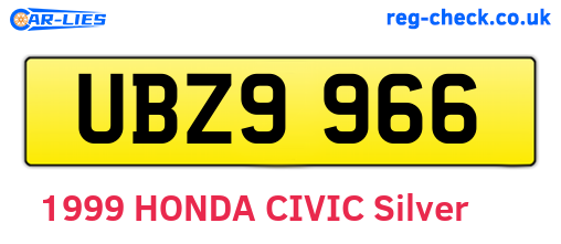 UBZ9966 are the vehicle registration plates.
