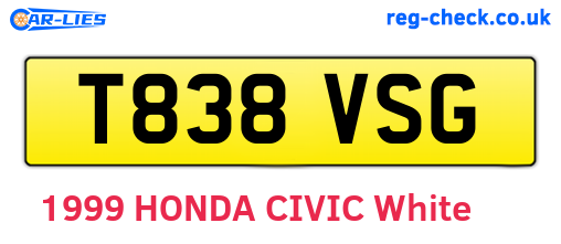 T838VSG are the vehicle registration plates.