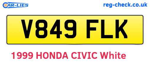 V849FLK are the vehicle registration plates.