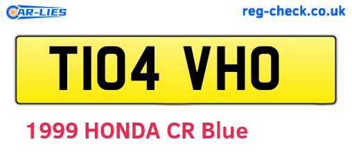 T104VHO are the vehicle registration plates.