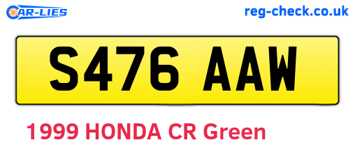 S476AAW are the vehicle registration plates.